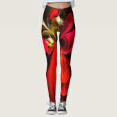 Rood Groen Bloemen Modern Abstract Kunstpatroon #0 Leggings (Voorkant)