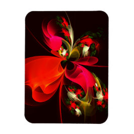 Rood Groen Bloemen Modern Abstract Kunstpatroon #0 Magneet