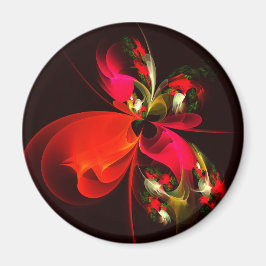Rood Groen Bloemen Modern Abstract Kunstpatroon #0 Magneet