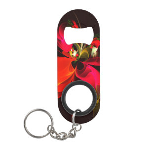 Rood Groen Bloemen Modern Abstract Kunstpatroon #0 Mini Flessenopener