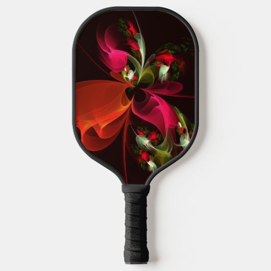 Rood Groen Bloemen Modern Abstract Kunstpatroon #0 Pickleball Paddle (Voorkant)