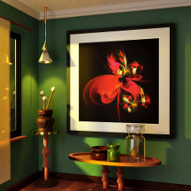 Rood Groen Bloemen Modern Abstract Kunstpatroon #0