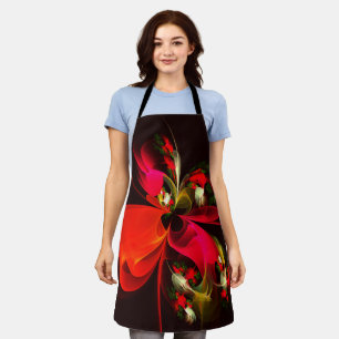 Rood Groen Bloemen Modern Abstract Kunstpatroon #0 Schort