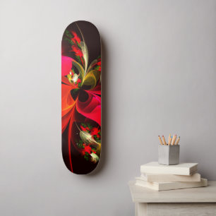 Rood Groen Bloemen Modern Abstract Kunstpatroon #0 Skateboard