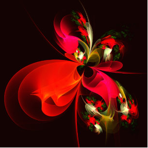 Rood Groen Bloemen Modern Abstract Kunstpatroon #0 Staand Fotobeeldje