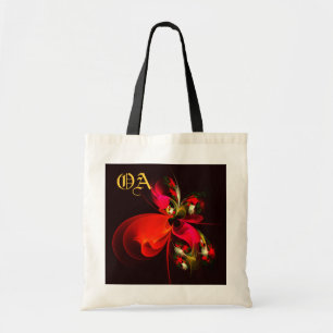 Rood Groen Bloemen Modern Abstract Kunstpatroon #0 Tote Bag