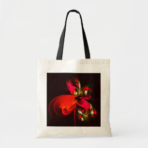 Rood Groen Bloemen Modern Abstract Kunstpatroon #0 Tote Bag