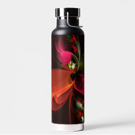 Rood Groen Bloemen Modern Abstract Kunstpatroon #0 Waterfles