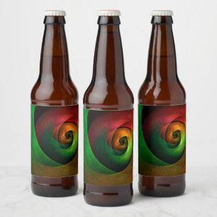 Rood Groen Bloemen Modern Abstract Kunstpatroon #2 Bier Etiket