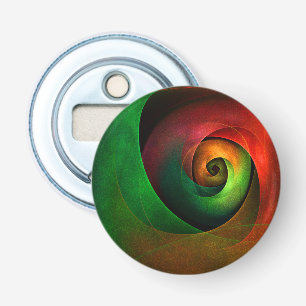 Rood Groen Bloemen Modern Abstract Kunstpatroon #2 Button Flesopener