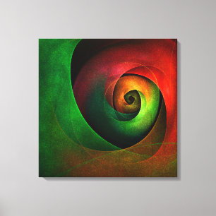Rood Groen Bloemen Modern Abstract Kunstpatroon #2 Canvas Afdruk