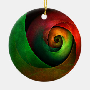 Rood Groen Bloemen Modern Abstract Kunstpatroon #2 Keramisch Ornament
