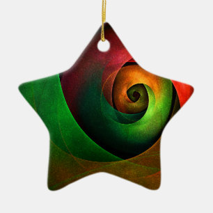 Rood Groen Bloemen Modern Abstract Kunstpatroon #2 Keramisch Ornament
