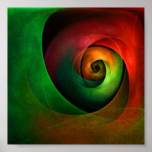 Rood Groen Bloemen Modern Abstract Kunstpatroon #2 Poster