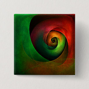 Rood Groen Bloemen Modern Abstract Kunstpatroon #2 Vierkante Button 5,1 Cm
