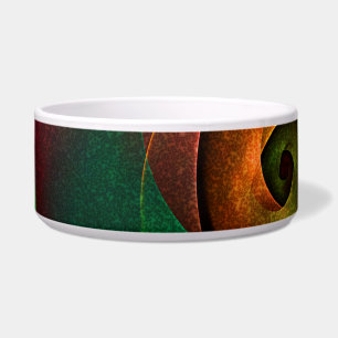 Rood Groen Bloemen Modern Abstract Kunstpatroon #2 Voerbakje