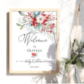 Rood groen Bloemen Winter Baby shower Welkom Poster