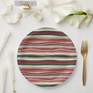 Rood Groen Blush Wit Goud Strepen Bruidsfeest Papieren Bordje