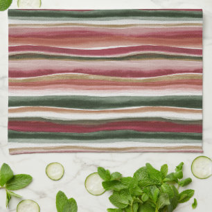 Rood Groen Blush Witte Strepen Theedoek