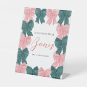 Rood & Groen Bow/lint Baby shower Hoeveel Bogen Reclamebord Met Voetstuk (Voorkant)
