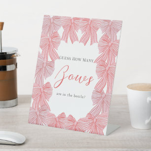 Rood & Groen Bow/lint Baby shower Hoeveel Bogen Reclamebord Met Voetstuk
