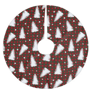 ROOD & GROEN CONTROLEPATROON & WITTE BOMEN KERSTBOOM ROK