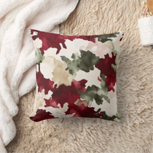 Rood Groen Crème Camo Kussen