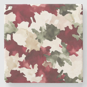 Rood Groen Crème Camo Stenen Onderzetter