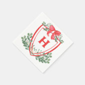 Rood Groen Crest Monogram Servet (Hoek)