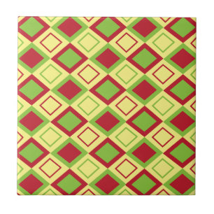 Rood Groen Diamant Geometrisch  Tegeltje