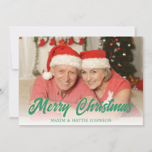 Rood Groen Eenvoudig Geruit Prettig Kerst Foto Fee Feestdagenkaart