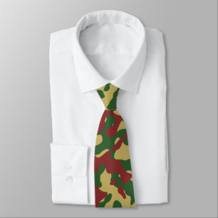 Rood, groen en beige camouflagepatroon stropdas