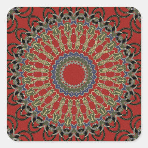 Rood, groen en blauw Mandala Vierkante Sticker