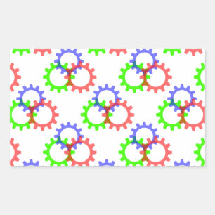 Rood, groen en blauw vistuig rechthoekige sticker