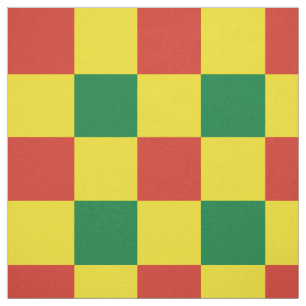 Rood, groen en geel dambordpatroon stof
