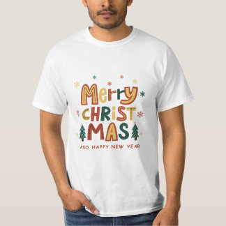 Rood, Groen en Geel Illustratief Kerstfeest T-shirt