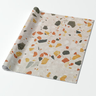 Rood, groen en geel van de terrazzozkleurige kleur cadeaupapier