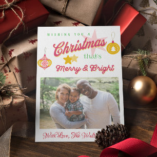 Rood, Groen en Goud Kerstmis Familie Foto Briefkaart