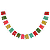 Rood Groen en Goud Vrolijk Kerstfeest Vlaggetjes (Alle)