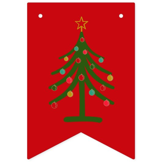 Rood Groen en Goud Vrolijk Kerstfeest Vlaggetjes (Eerste vlag)