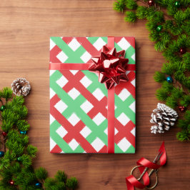 Rood, groen en wit geruit patroon cadeaupapier