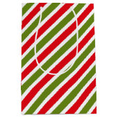 rood, groen en wit gestreept patroon medium cadeauzakje (Voorkant)