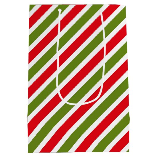 rood, groen en wit gestreept patroon medium cadeauzakje (Achterkant)