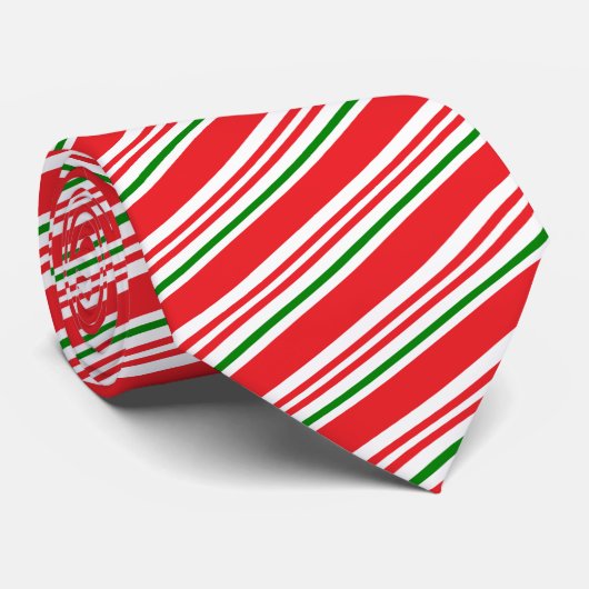 Rood Groen En Witte Candy Cane Patroon Custom Stropdas (Opgerold)