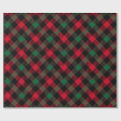 Rood, Groen en Zwart Kerstmis Buffel Plaid Cadeaupapier (Vlak)