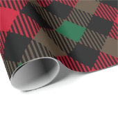 Rood, Groen en Zwart Kerstmis Buffel Plaid Cadeaupapier (Rol Hoek)