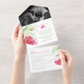 Rood groen eucalyptus gumnut waterverf bruiloft all in one uitnodiging (Afscheurbaar)