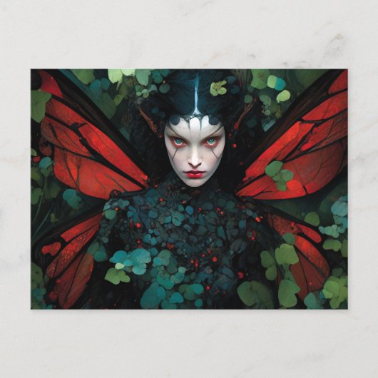 Rood Groen Fairy Fantasy Kunst Briefkaart (Voorkant)