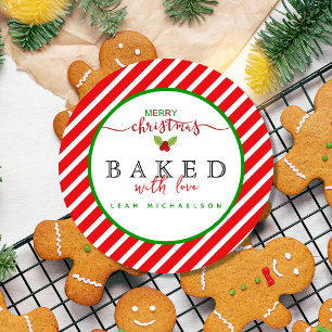 Rood Groen Gebakken met Liefde Kerstmis Ronde Sticker
