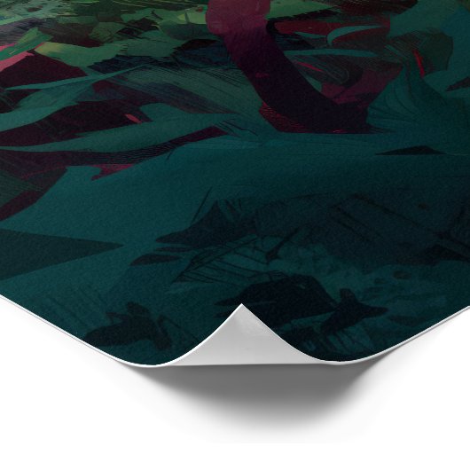 Rood groen geel hagedis draak in oerwoud gebladert poster (Hoek)